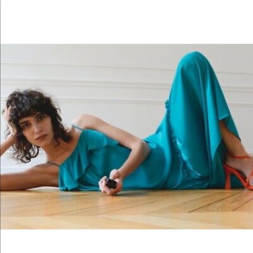 NWT Zara Turquoise Ruffled Dress - Picture 4 of 13